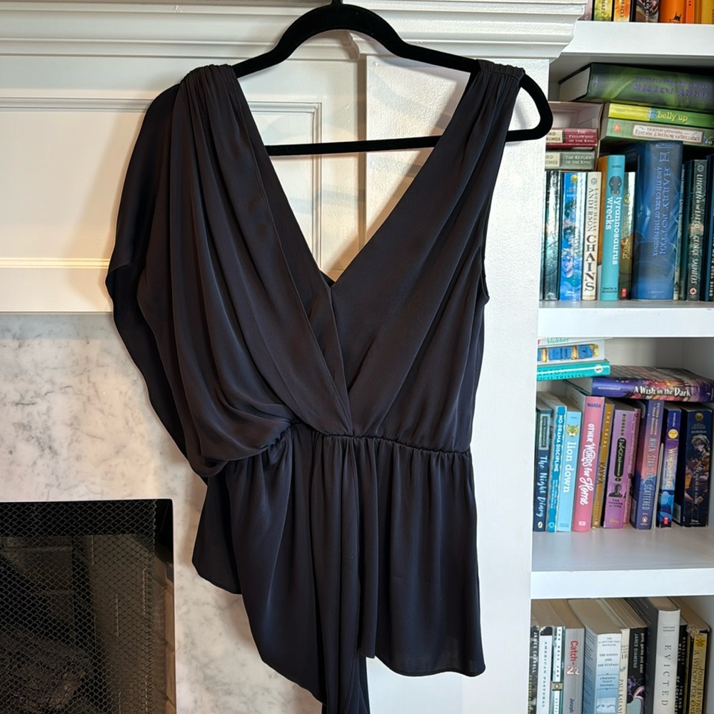 Alice and Olivia draped asymmetrical black top